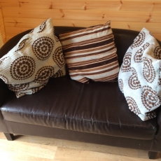 Sofa in Ash Pod at Castle Farm Holidays near Ellesmere Shropshire